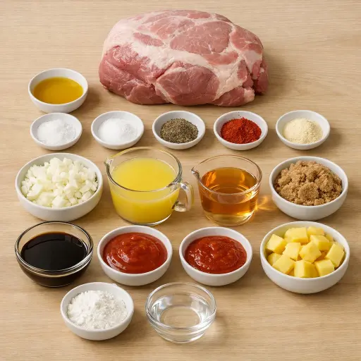 Ingredients for Sweet & Spicy Pulled Pork with Pineapple