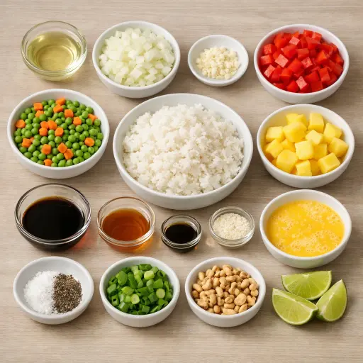 Ingredients for Sweet and Savory Pineapple Fried Rice
