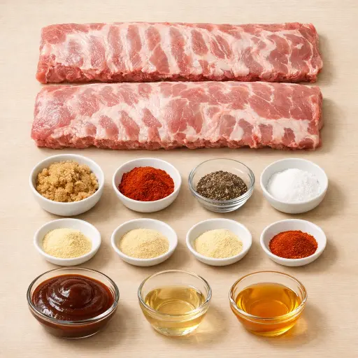 Ingredients for Sweet and Smoky Oven-Baked BBQ Ribs