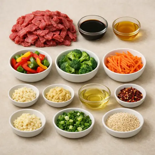 Ingredients for Sweet and Spicy Beef Stir Fry