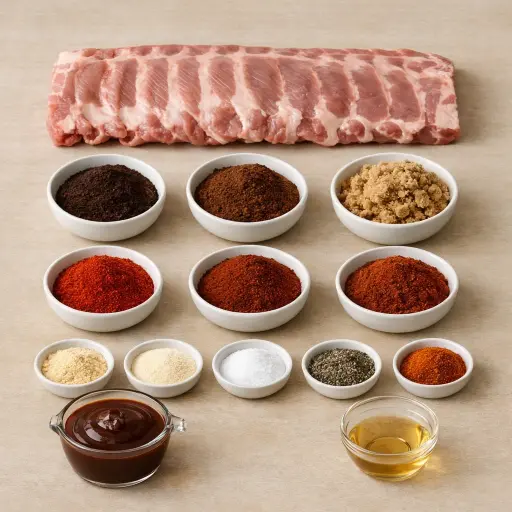Ingredients for Sweet and Spicy Coffee Rubbed Baby Back Ribs