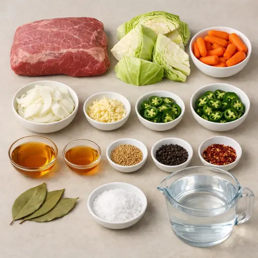 Ingredients for Sweet and Spicy Corned Beef and Cabbage