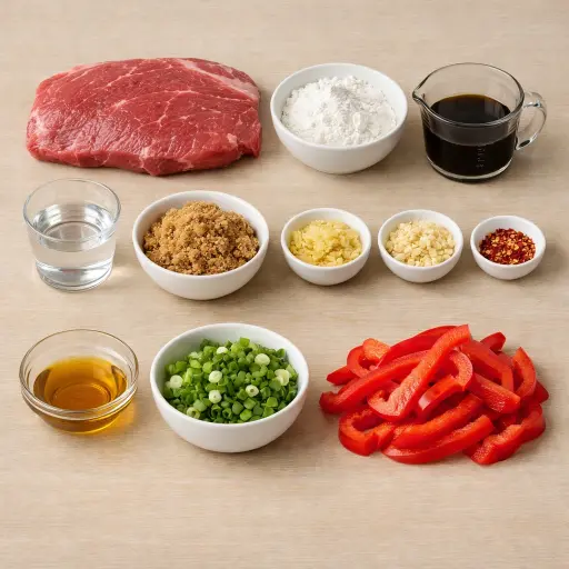 Ingredients for Sweet and Spicy Mongolian Beef