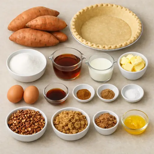 Ingredients for Sweet Potato & Maple Nut Pie