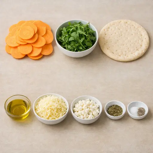 Ingredients for Sweet Potato and Arugula Pizza