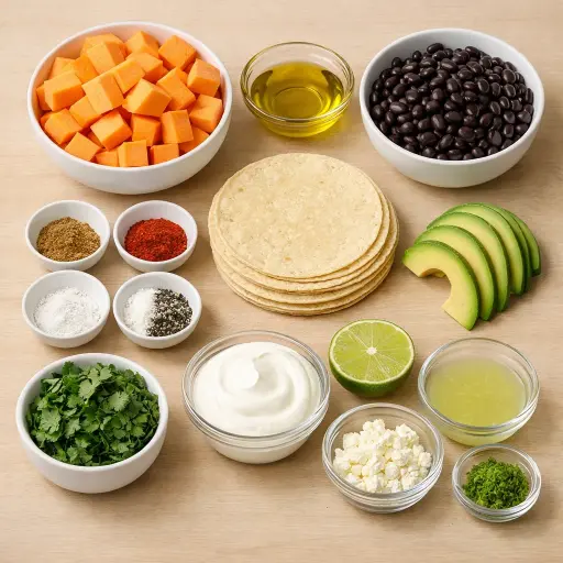 Ingredients for Sweet Potato and Black Bean Tacos