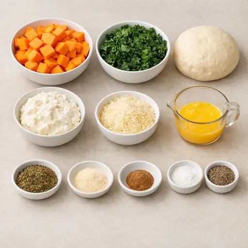 Ingredients for Sweet Potato and Kale Calzone