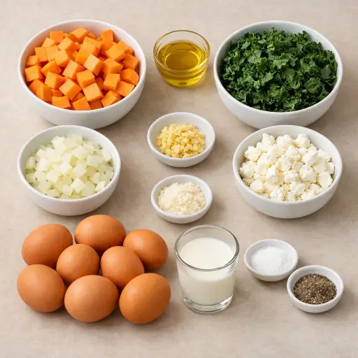 Ingredients for Sweet Potato and Kale Frittata