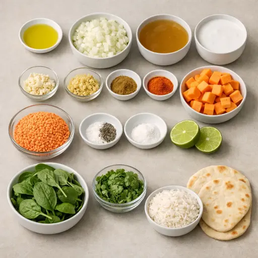 Ingredients for Sweet Potato and Lentil Curry