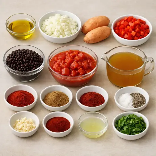 Ingredients for Sweet Potato Black Bean Chili