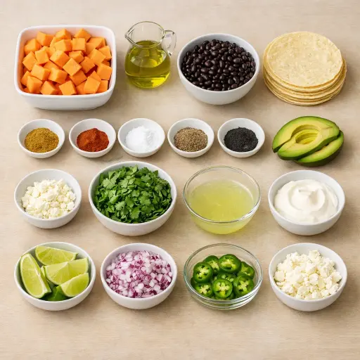 Ingredients for Sweet Potato Black Bean Tacos