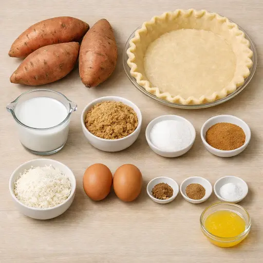 Ingredients for Sweet Potato Coconut Pie
