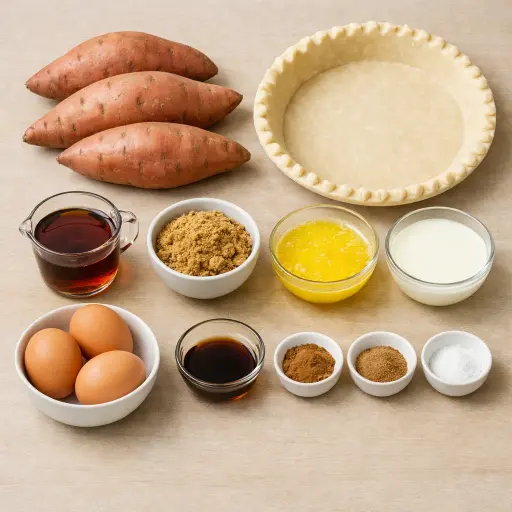 Ingredients for Sweet Potato Maple Pie