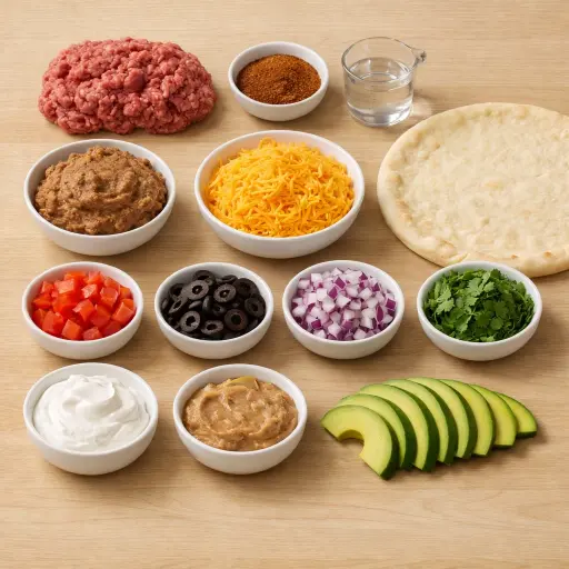 Ingredients for Taco Supreme Pizza