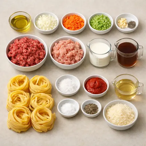 Ingredients for Tagliatelle al Ragù Bolognese