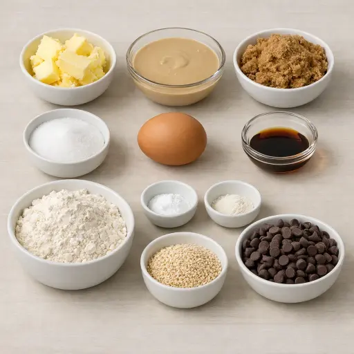 Ingredients for Tahini Chocolate Chip Cookies