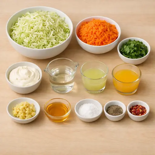 Ingredients for Tangy Ginger Citrus Coleslaw