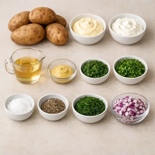 Ingredients for Tangy Herb Potato Salad