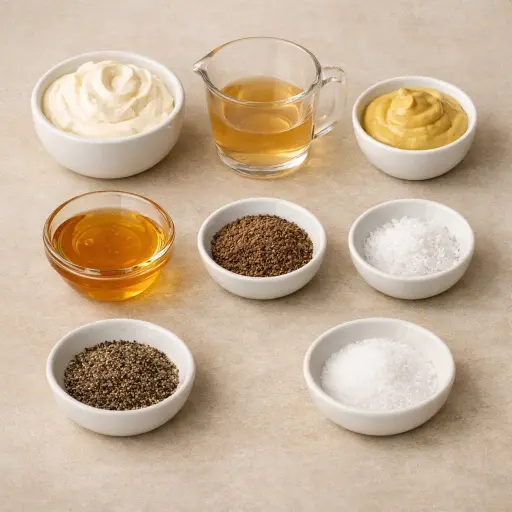 Ingredients for Tangy Honey Mustard Coleslaw Dressing