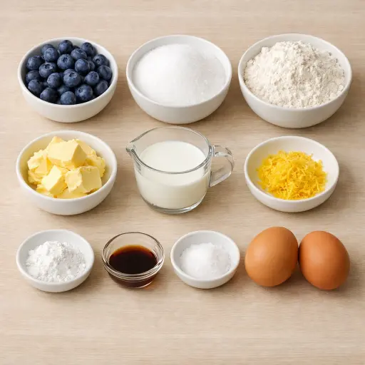 Ingredients for Tangy Lemon Blueberry Muffins