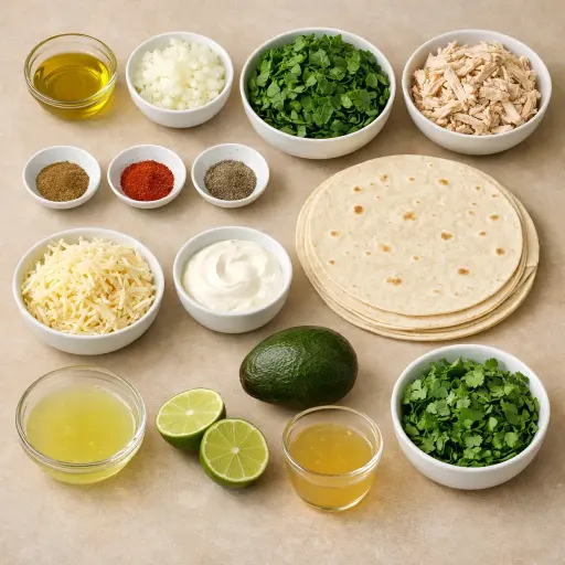 Ingredients for Tangy Spinach Chicken Enchiladas