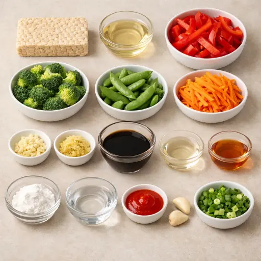 Ingredients for Tangy Tempeh Stir Fry