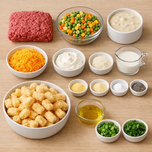 Ingredients for Tater Tot Supreme Casserole