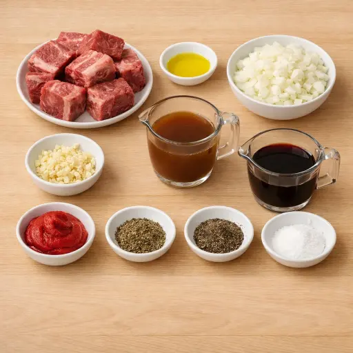 Ingredients for Tender Slow-Cooked Beef Short Ribs