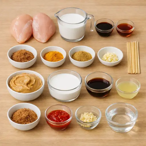 Ingredients for Thai Chicken Satay with Peanut Sauce