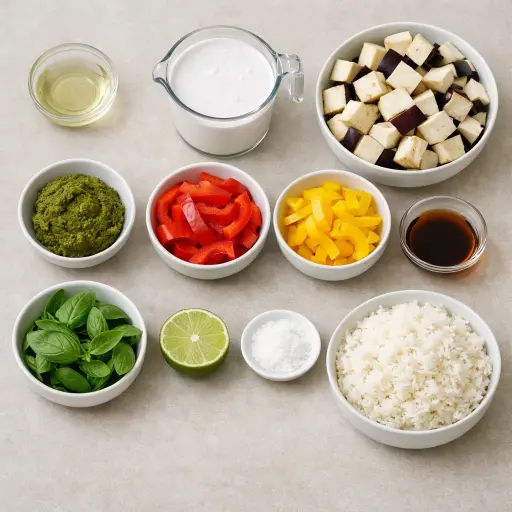 Ingredients for Thai Green Curry with Eggplant