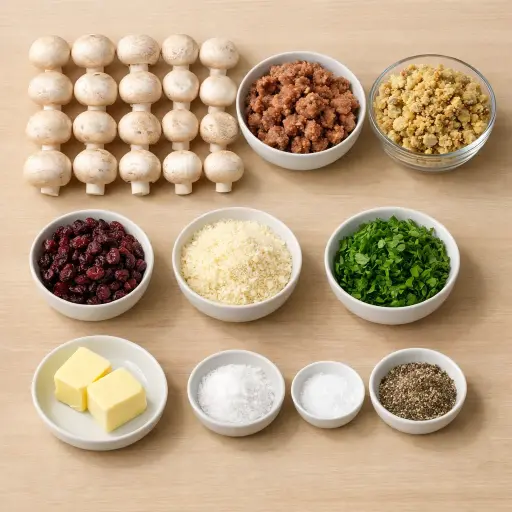 Ingredients for Thanksgiving Stuffed Mushrooms