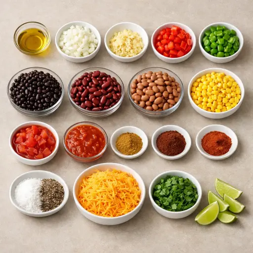Ingredients for Three-Bean Mexican Casserole