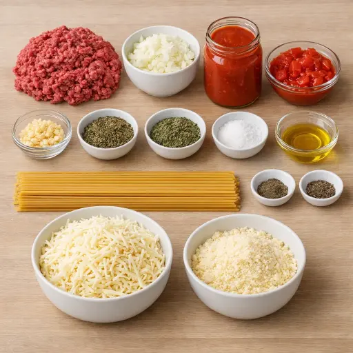 Ingredients for Timeless Baked Spaghetti Delight