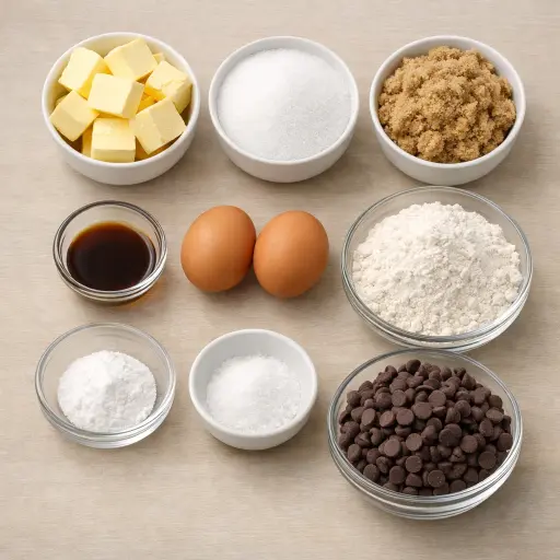 Ingredients for Timeless Chocolate Chip Cookies