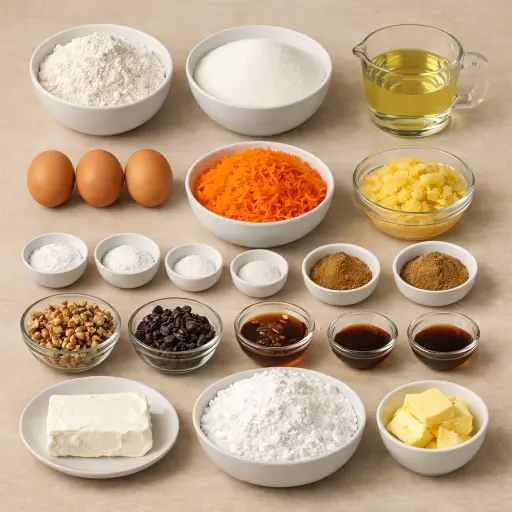 Ingredients for Timeless Moist Carrot Cake
