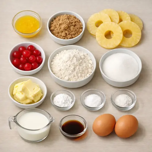 Ingredients for Timeless Pineapple Upside-Down Cake