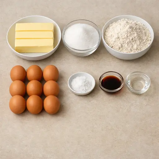 Ingredients for Timeless Pound Cake