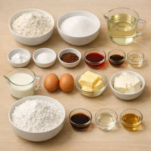 Ingredients for Timeless Red Velvet Cake