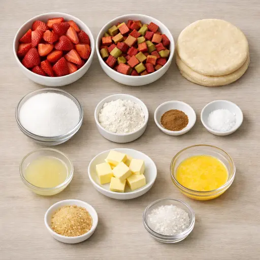 Ingredients for Timeless Strawberry Rhubarb Pie