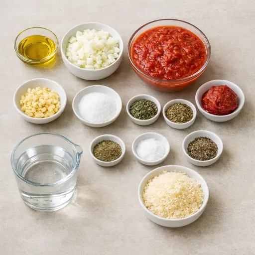 Ingredients for Timeless Tomato Spaghetti Sauce