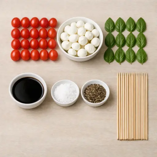 Ingredients for Tomato and Mozzarella Caprese Skewers