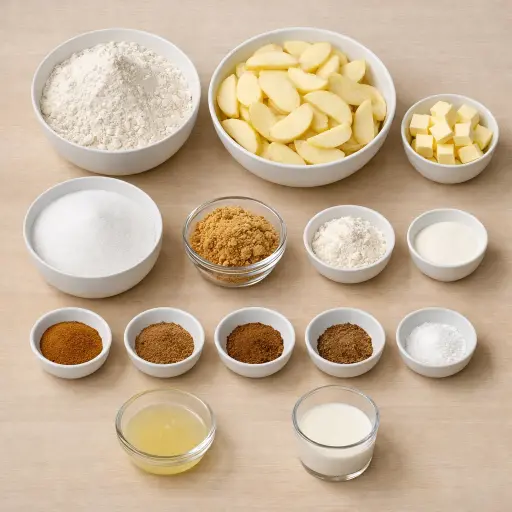 Ingredients for Traditional American Apple Pie