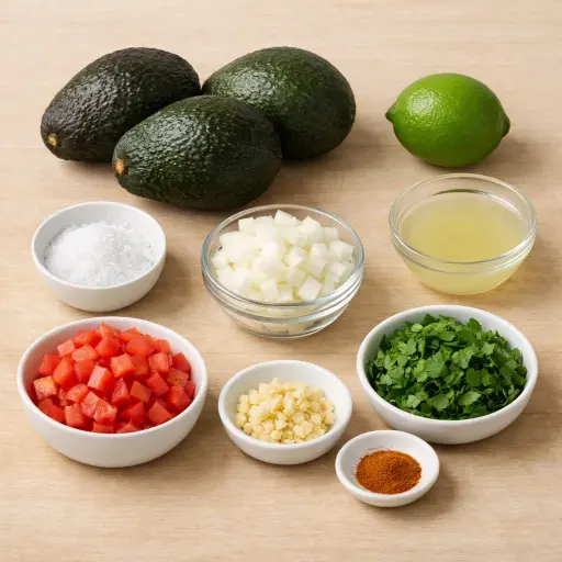 Ingredients for Traditional Avocado Dip