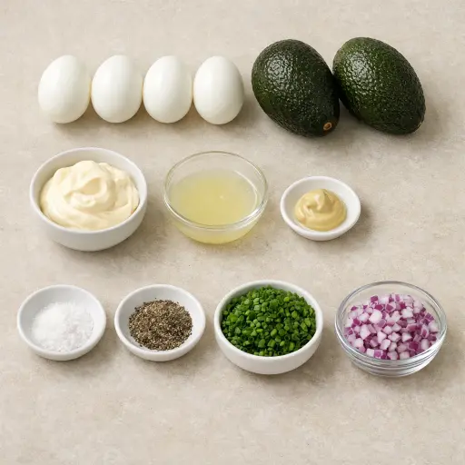 Ingredients for Traditional Avocado Egg Salad