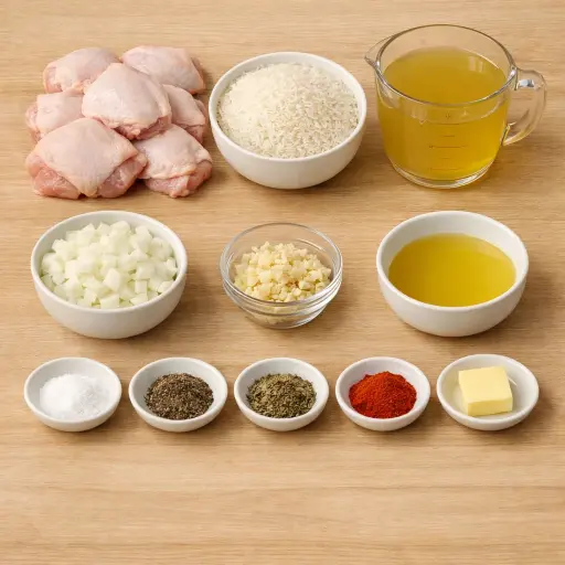 Ingredients for Traditional Baked Chicken Rice