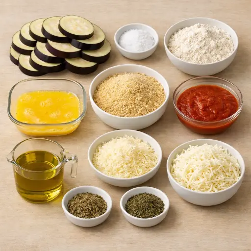 Ingredients for Traditional Baked Eggplant Parmesan