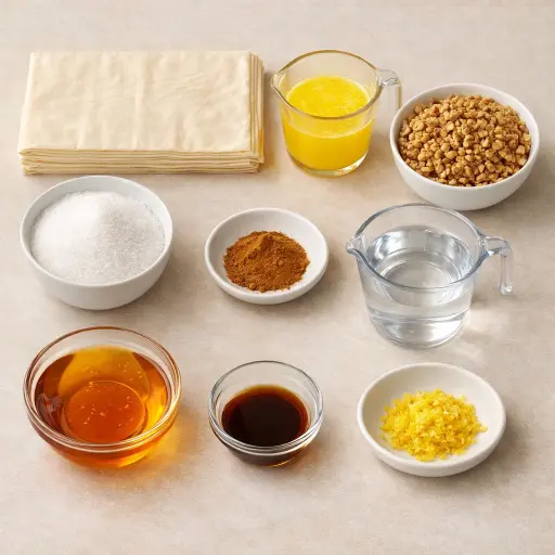 Ingredients for Traditional Baklava