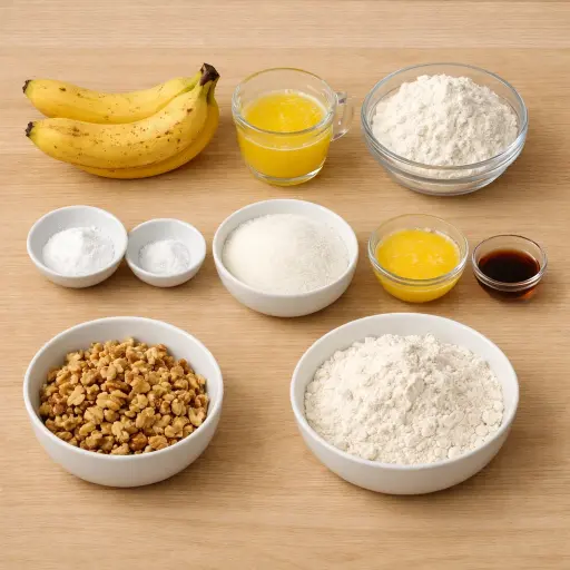 Ingredients for Traditional Banana-Nut Loaf