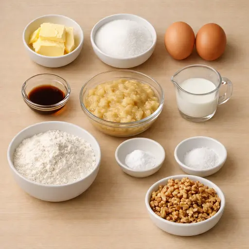 Ingredients for Traditional Banana Nut Muffins