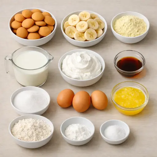 Ingredients for Traditional Banana Pudding Cake